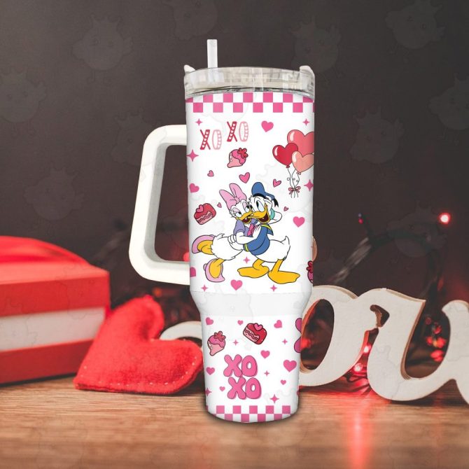 Donald And Daisy Duck Disney Cartoon Custom Stanley Quencher 40Oz Stainless Steel Tumbler With Handle - Image 4