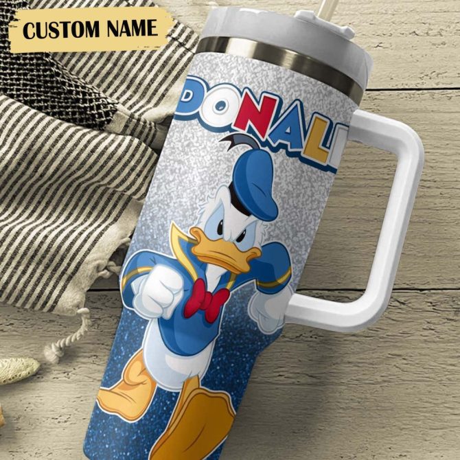 Donald Duck Cartoon Custom Stanley Quencher 40Oz Stainless Steel Tumbler - Image 3