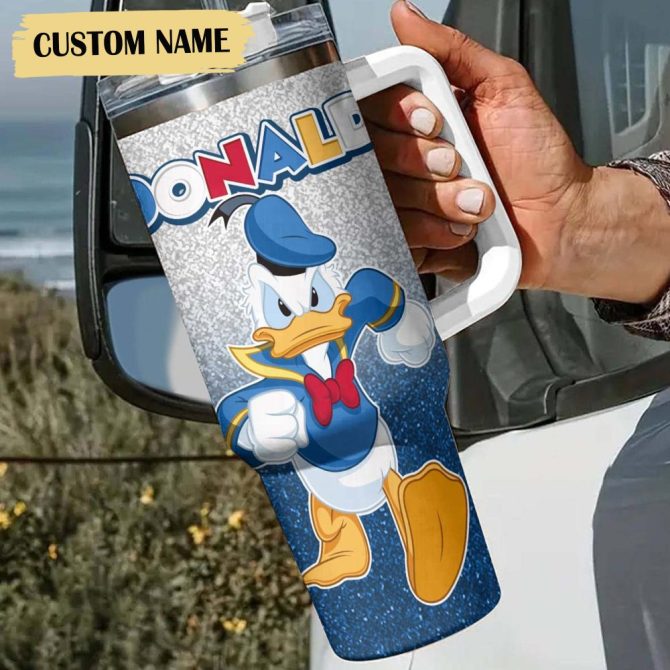 Donald Duck Cartoon Custom Stanley Quencher 40Oz Stainless Steel Tumbler - Image 4