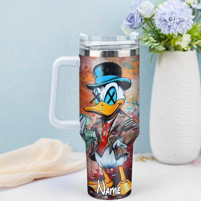 Donald Duck Cartoon Custom Stanley Quencher 40Oz Stainless Steel Tumbler With Handle - Image 3