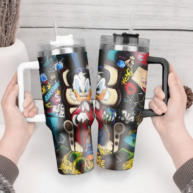 Donald Duck Cartoon Custom Stanley Quencher 40Oz Stainless Steel Tumbler With Handle - Image 2