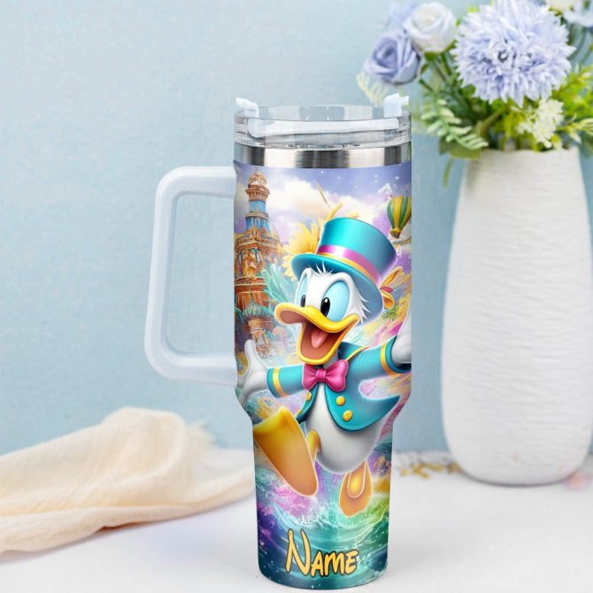 Donald Duck Cartoon Custom Stanley Quencher 40Oz Stainless Steel Tumbler With Handle - Image 3