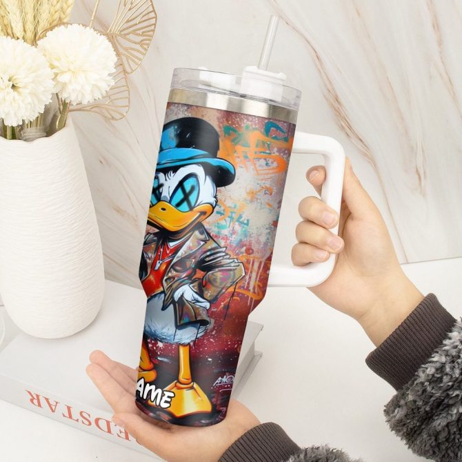 Donald Duck Cartoon Custom Stanley Quencher 40Oz Stainless Steel Tumbler With Handle - Image 4