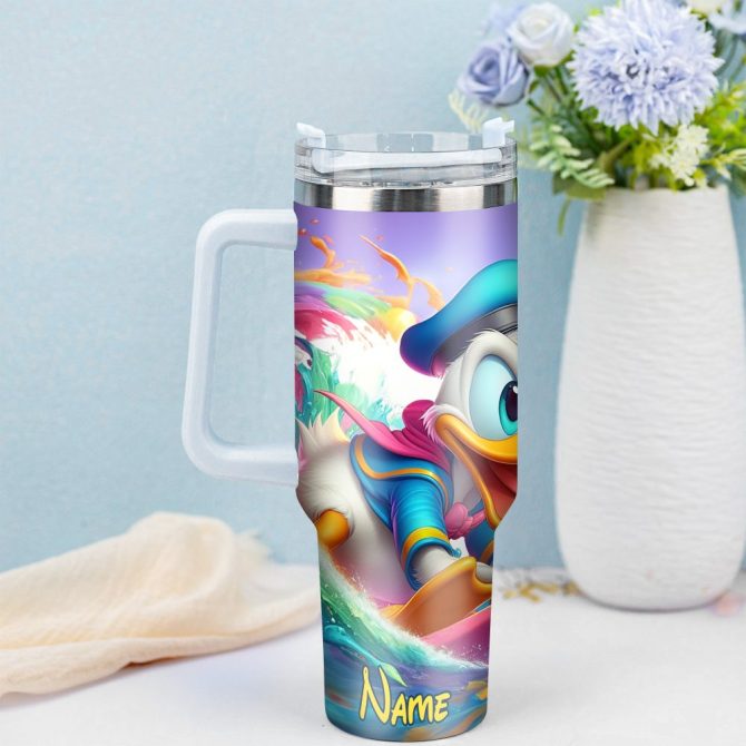 Donald Duck Cartoon Custom Stanley Quencher 40Oz Stainless Steel Tumbler With Handle - Image 4