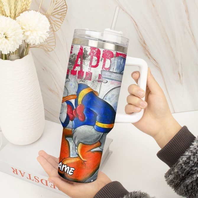 Donald Duck Cartoon Custom Stanley Quencher 40Oz Stainless Steel Tumbler With Handle - Image 4