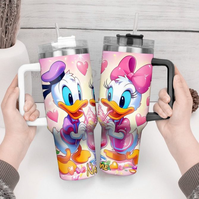 Donald Duck Cartoon Custom Stanley Quencher 40Oz Stainless Steel Tumbler With Handle - Image 2