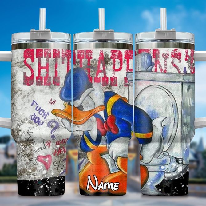 Donald Duck Cartoon Custom Stanley Quencher 40Oz Stainless Steel Tumbler With Handle
