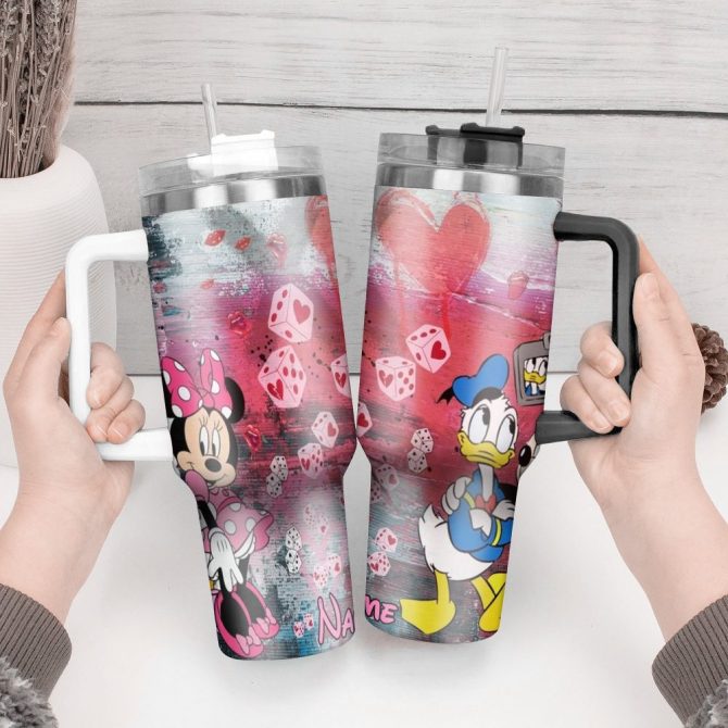 Donald Duck Cartoon Custom Stanley Quencher 40Oz Stainless Steel Tumbler With Handle - Image 2