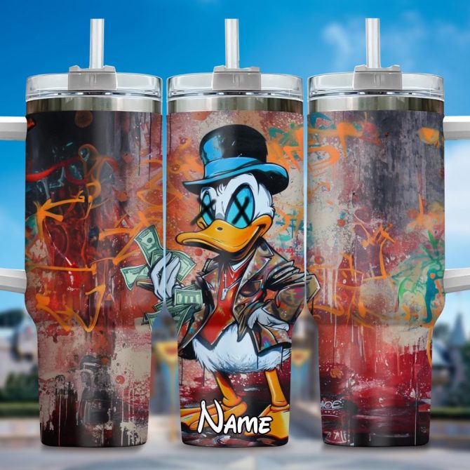 Donald Duck Cartoon Custom Stanley Quencher 40Oz Stainless Steel Tumbler With Handle
