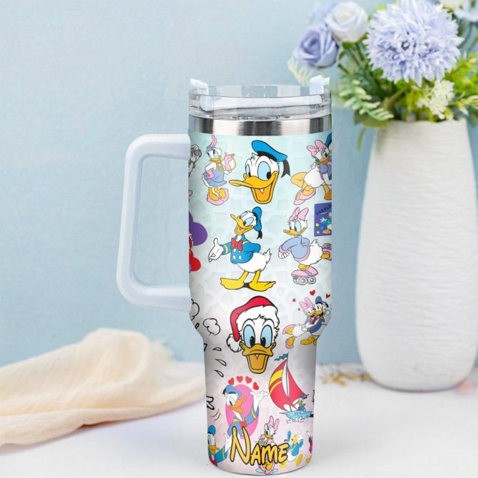 Donald Duck Cartoon Custom Stanley Quencher 40Oz Stainless Steel Tumbler With Handle - Image 4