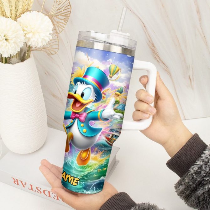 Donald Duck Cartoon Custom Stanley Quencher 40Oz Stainless Steel Tumbler With Handle - Image 4