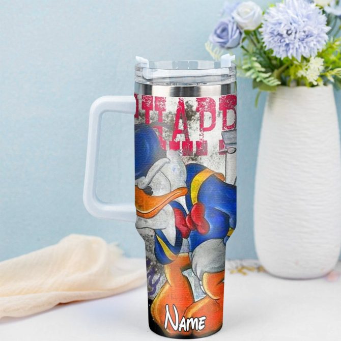 Donald Duck Cartoon Custom Stanley Quencher 40Oz Stainless Steel Tumbler With Handle - Image 3