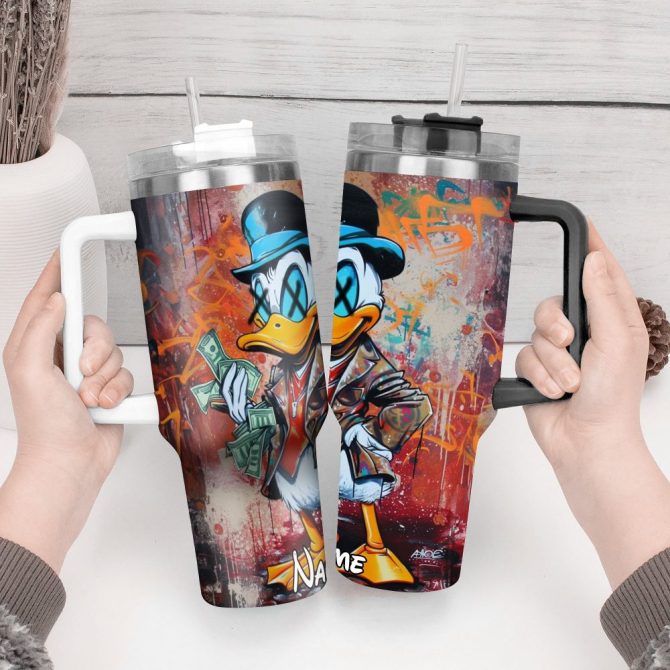 Donald Duck Cartoon Custom Stanley Quencher 40Oz Stainless Steel Tumbler With Handle - Image 2