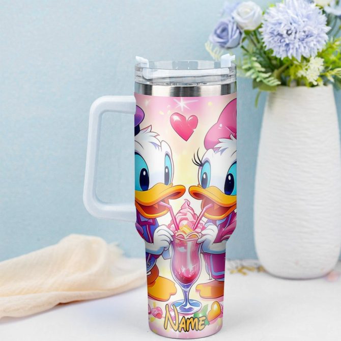Donald Duck Cartoon Custom Stanley Quencher 40Oz Stainless Steel Tumbler With Handle - Image 3