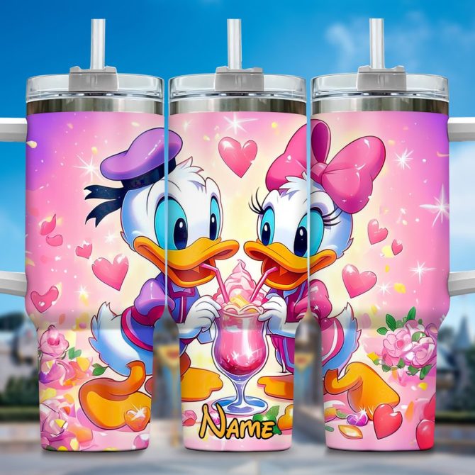 Donald Duck Cartoon Custom Stanley Quencher 40Oz Stainless Steel Tumbler With Handle