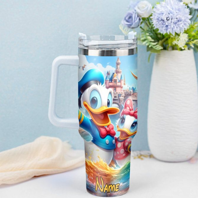 Donald Duck Cartoon Custom Stanley Quencher 40Oz Stainless Steel Tumbler With Handle - Image 3