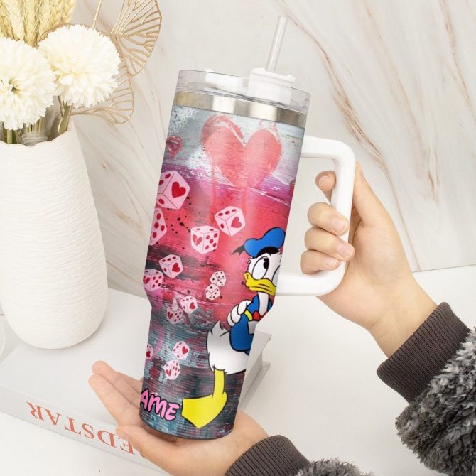 Donald Duck Cartoon Custom Stanley Quencher 40Oz Stainless Steel Tumbler With Handle - Image 4