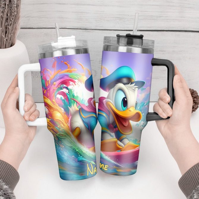 Donald Duck Cartoon Custom Stanley Quencher 40Oz Stainless Steel Tumbler With Handle - Image 3