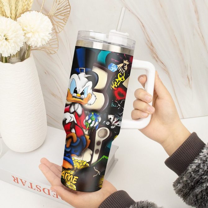 Donald Duck Cartoon Custom Stanley Quencher 40Oz Stainless Steel Tumbler With Handle - Image 4