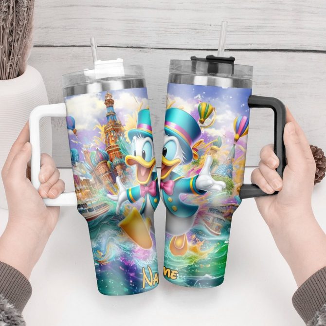 Donald Duck Cartoon Custom Stanley Quencher 40Oz Stainless Steel Tumbler With Handle - Image 2