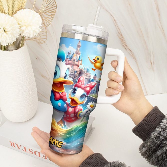 Donald Duck Cartoon Custom Stanley Quencher 40Oz Stainless Steel Tumbler With Handle - Image 4