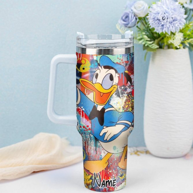 Donald Duck Cartoon Custom Stanley Quencher 40Oz Stainless Steel Tumbler With Handle - Image 4