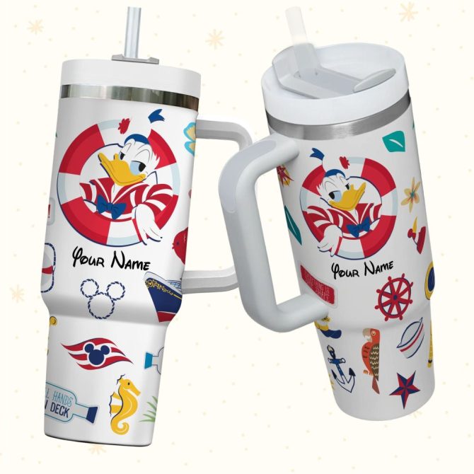 Donald Duck Disney Cartoon Custom Stanley Quencher 40Oz Stainless Steel Tumbler With Handle - Image 3