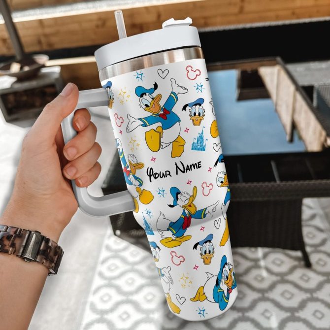 Donald Duck Disney Cartoon Custom Stanley Quencher 40Oz Stainless Steel Tumbler With Handle - Image 2