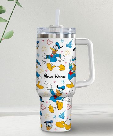 Donald Duck Disney Cartoon Custom Stanley Quencher 40Oz Stainless Steel Tumbler With Handle