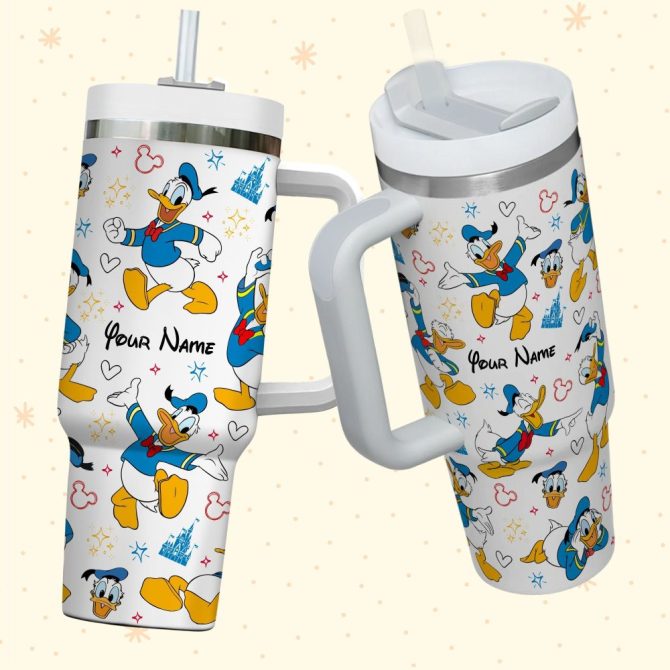 Donald Duck Disney Cartoon Custom Stanley Quencher 40Oz Stainless Steel Tumbler With Handle - Image 3