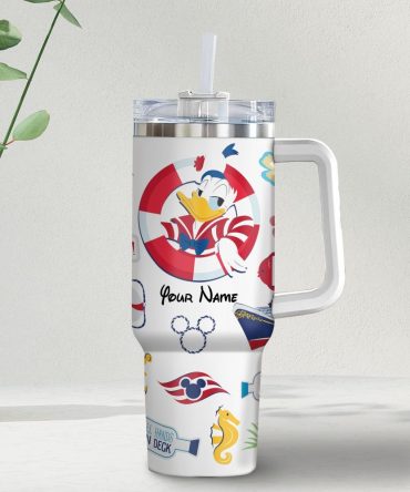 Donald Duck Disney Cartoon Custom Stanley Quencher 40Oz Stainless Steel Tumbler With Handle