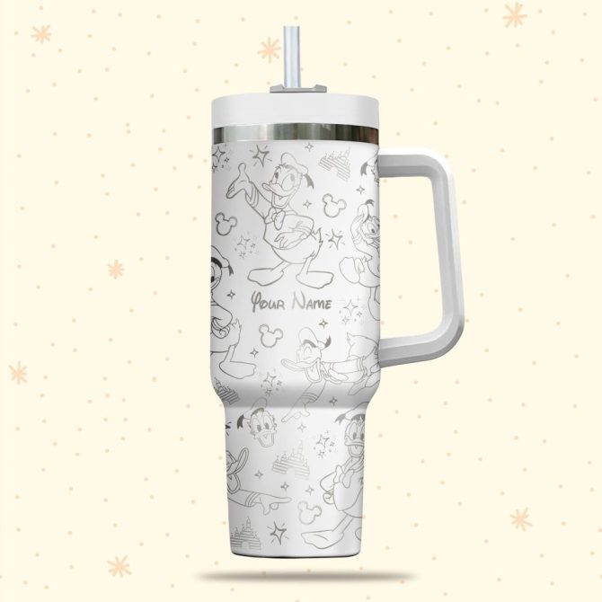 Donald Duck Disney Cartoon Custom Stanley Quencher 40Oz Stainless Steel Tumbler With Handle - Image 2