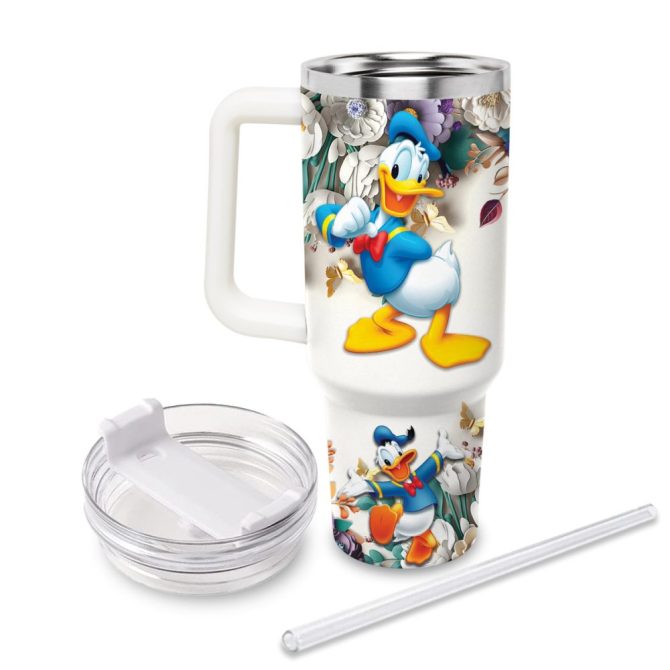 Donald Duck Mickey Mouse And Friends Cartoon Custom Stanley Quencher 40Oz Stainless Steel Tumbler With Handle - Image 2