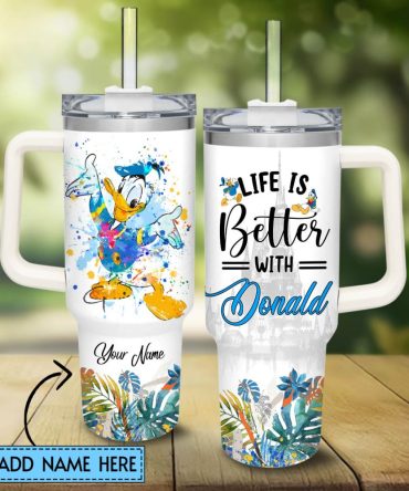 Donald Duck Mickey Mouse And Friends Cartoon Custom Stanley Quencher 40Oz Stainless Steel Tumbler With Handle