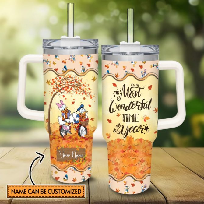 Donald Duck Mickey Mouse And Friends Cartoon Custom Stanley Quencher 40Oz Stainless Steel Tumbler With Handle