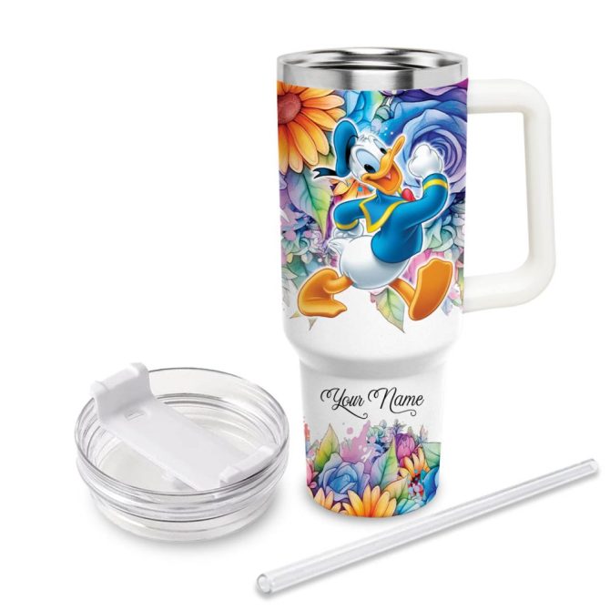 Donald Duck Mickey Mouse And Friends Cartoon Custom Stanley Quencher 40Oz Stainless Steel Tumbler With Handle - Image 3
