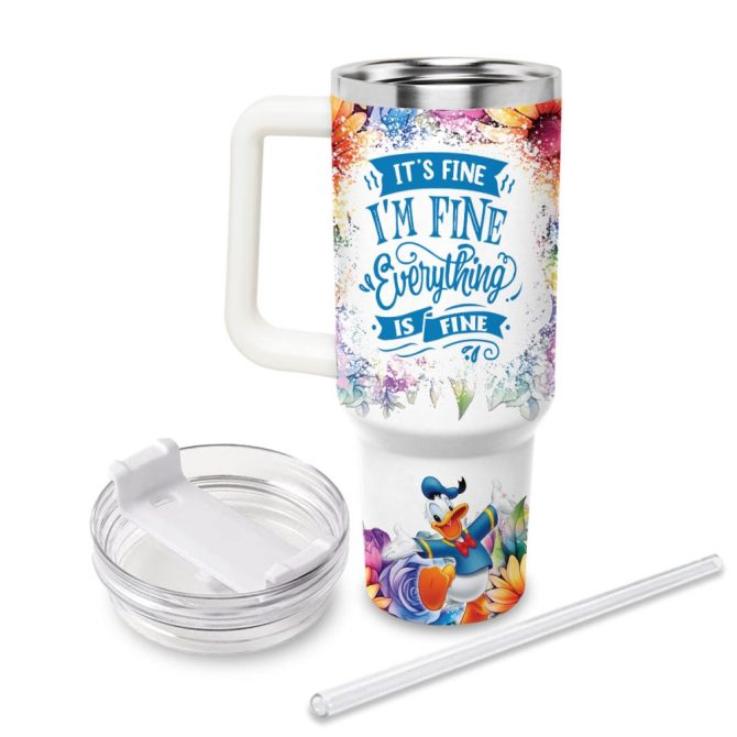 Donald Duck Mickey Mouse And Friends Cartoon Custom Stanley Quencher 40Oz Stainless Steel Tumbler With Handle - Image 2