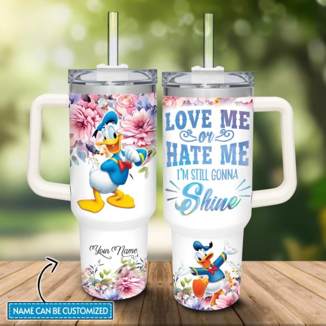 Donald Duck Mickey Mouse And Friends Cartoon Custom Stanley Quencher 40Oz Stainless Steel Tumbler With Handle
