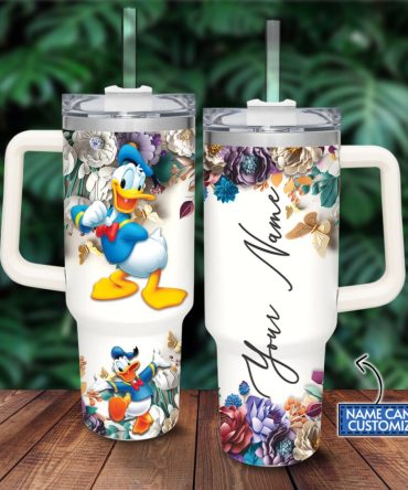 Donald Duck Mickey Mouse And Friends Cartoon Custom Stanley Quencher 40Oz Stainless Steel Tumbler With Handle
