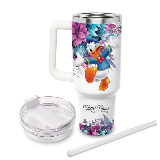 Donald Duck Mickey Mouse And Friends Cartoon Custom Stanley Quencher 40Oz Stainless Steel Tumbler With Handle - Image 2