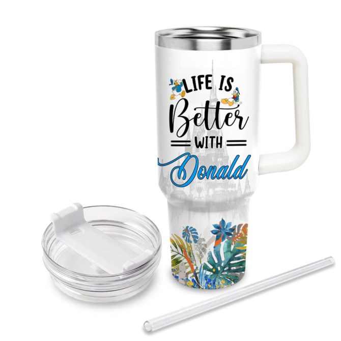 Donald Duck Mickey Mouse And Friends Cartoon Custom Stanley Quencher 40Oz Stainless Steel Tumbler With Handle - Image 3