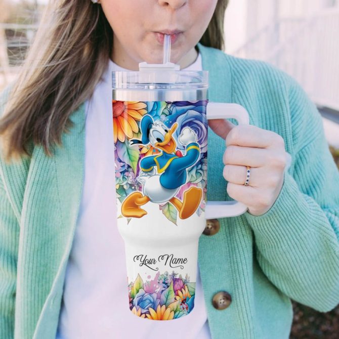 Donald Duck Mickey Mouse And Friends Cartoon Custom Stanley Quencher 40Oz Stainless Steel Tumbler With Handle - Image 5