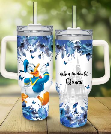 Donald Duck Mickey Mouse And Friends Cartoon Custom Stanley Quencher 40Oz Stainless Steel Tumbler With Handle