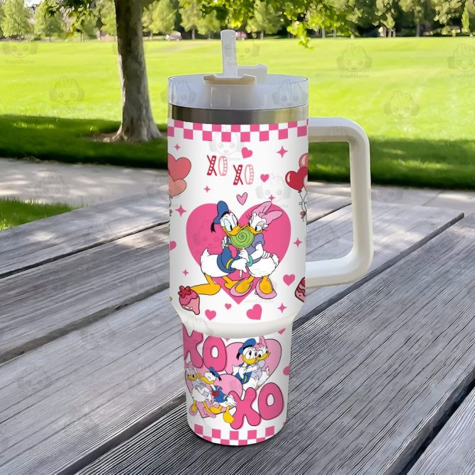 Donald Duck Valentines Gift Disney Cartoon Custom Stanley Quencher 40Oz Stainless Steel Tumbler With Handle - Image 4