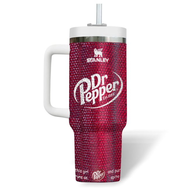 Dr Pepper Drinks Custom Stanley Quencher 40Oz Stainless Steel Tumbler With Handle - Image 4