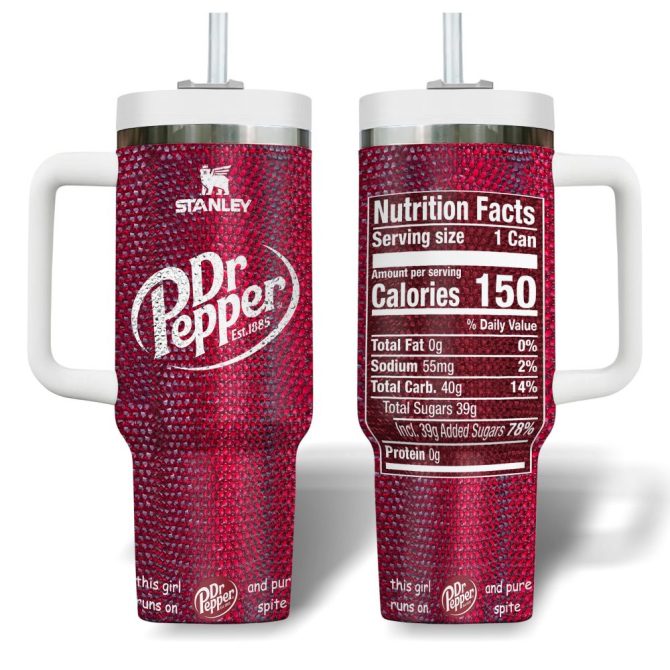 Dr Pepper Drinks Custom Stanley Quencher 40Oz Stainless Steel Tumbler With Handle - Image 3