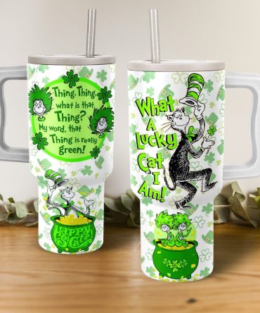 Dr. Seuss Happy St. Cats Cartoon Custom Stanley Quencher 40Oz Stainless Steel