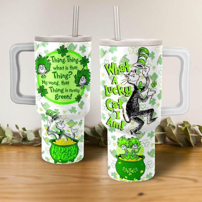 Dr. Seuss Happy St. Cats Cartoon Custom Stanley Quencher 40Oz Stainless Steel