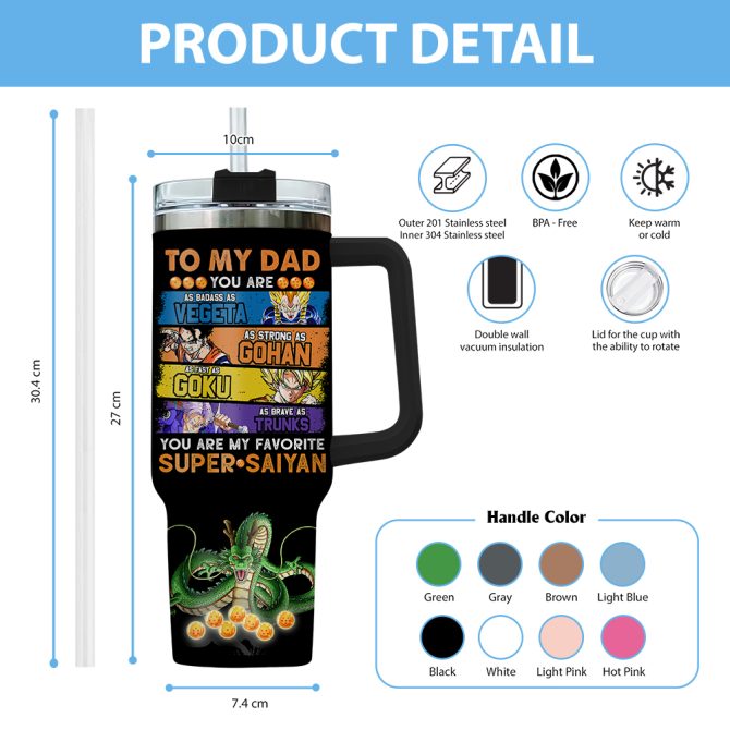 Dragon Ball Anime Custom Stanley Quencher 40Oz Stainless Steel Tumbler With Handle - Image 4