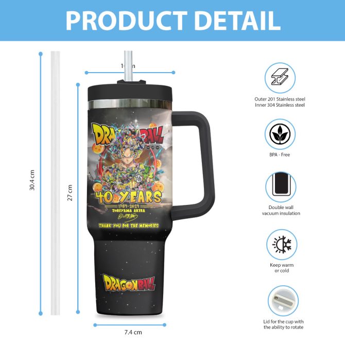 Dragon Ball Anime Custom Stanley Quencher 40Oz Stainless Steel Tumbler With Handle - Image 3